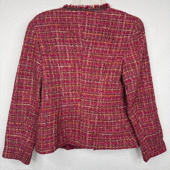 Tweed Burgundy Sz 4 Wool Blend Classic Fit Skirt Suit Acadamia Clueless Preppy - Picture 3 of 16